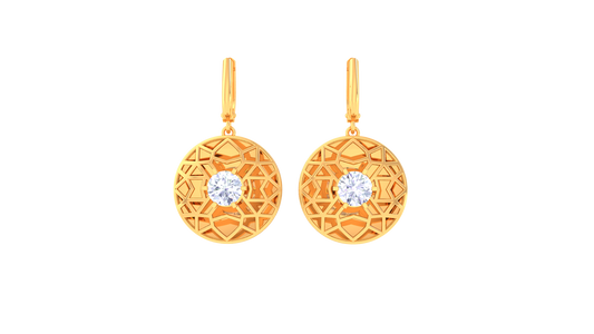 Starburst Circle Gold Hoop Earrings - 0.64 Ct Dazzling Diamond