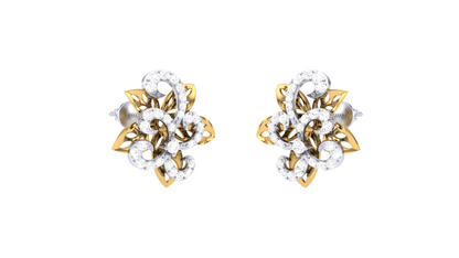 Floral Sparkle Stud Earrings In Rose Gold - 0.40 Ct Round Cut Diamonds