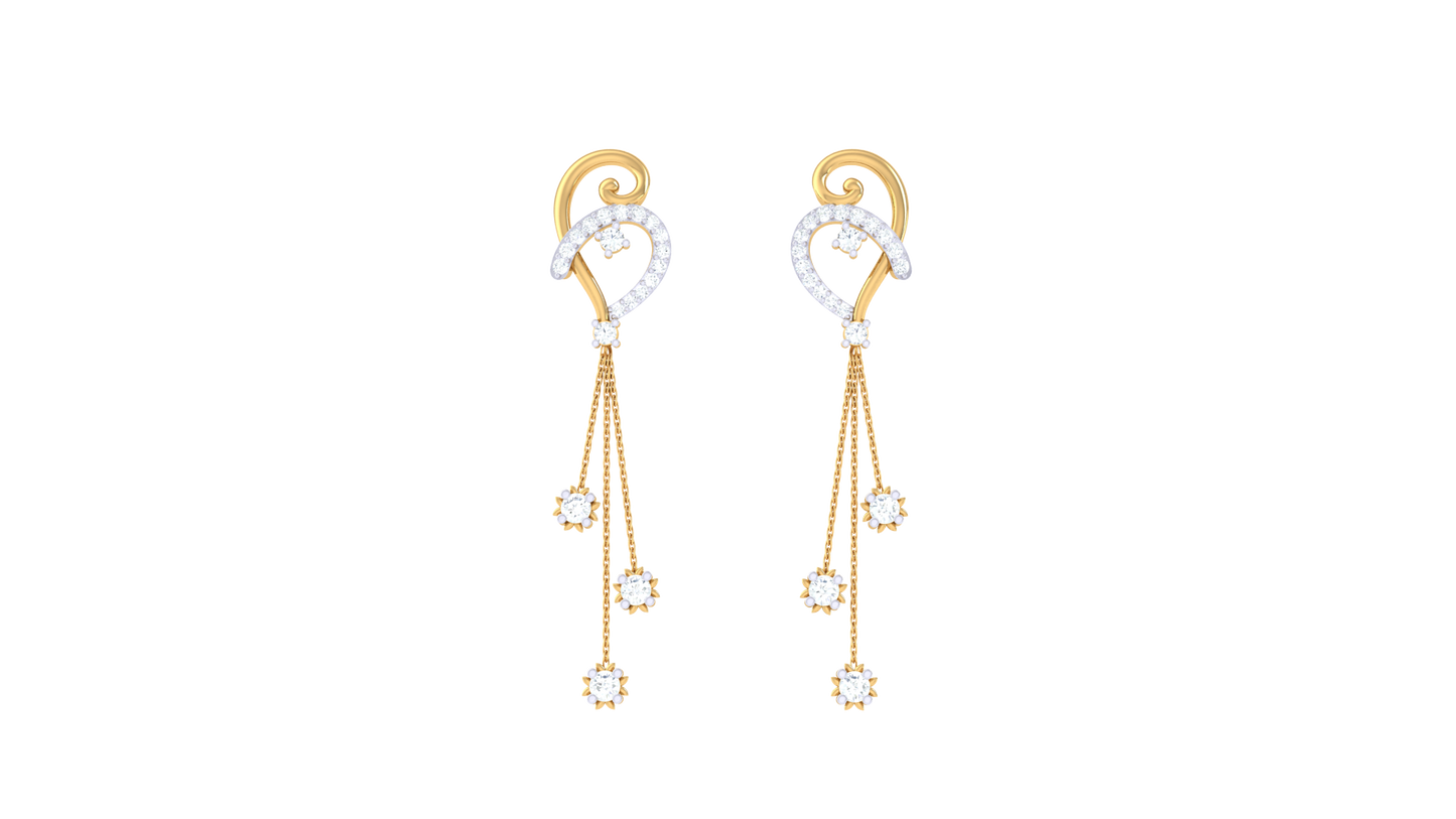 Heartline Drop Earrings With Diamod and Gold - 0.62 Ct
