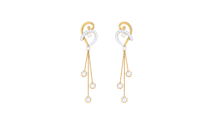 Heartline Drop Earrings With Diamod and Gold - 0.62 Ct