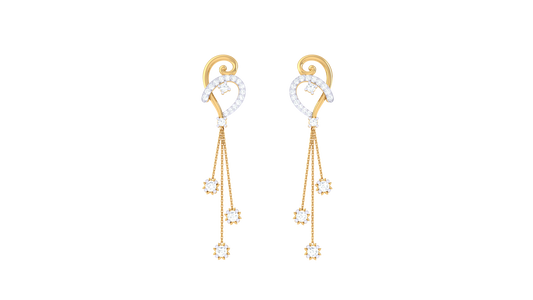 Heartline Drop Earrings With Diamod and Gold - 0.62 Ct