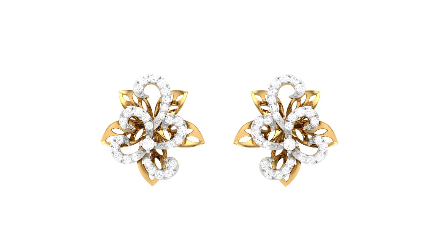 Floral Sparkle Stud Earrings In Rose Gold - 0.40 Ct Round Cut Diamonds