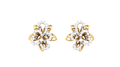Floral Sparkle Stud Earrings In Rose Gold - 0.40 Ct Round Cut Diamonds