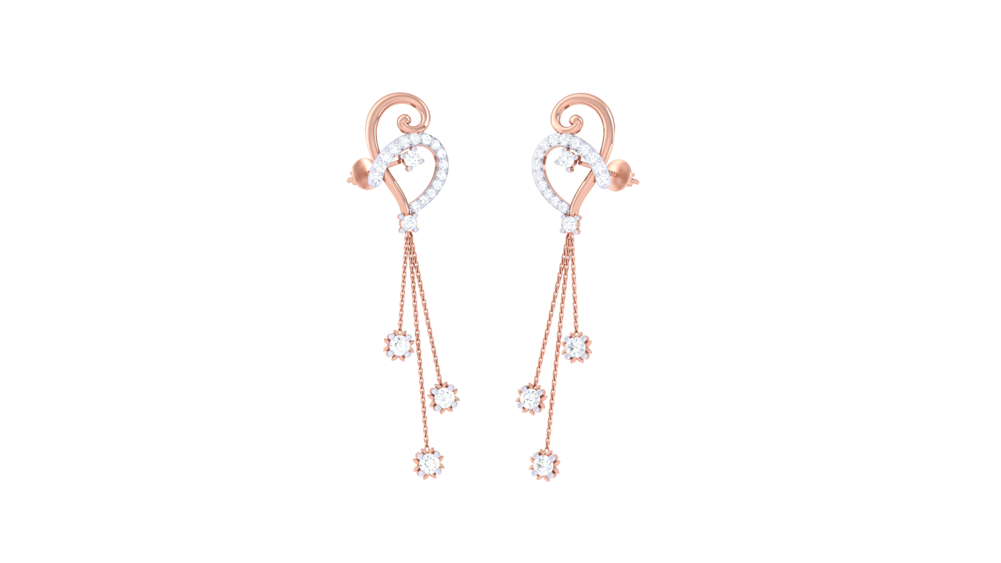 Heartline Drop Earrings With Diamod and Gold - 0.62 Ct