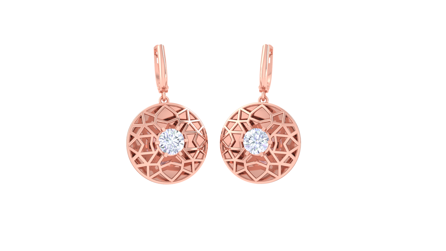 Starburst Circle Gold Hoop Earrings - 0.64 Ct Dazzling Diamond