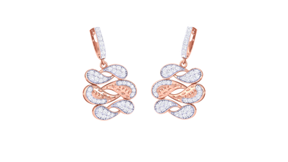 Sculpted Crossover Pave Hoop Earrings In Rose Gold  - 0.93 Ct Round Cut Diamonds