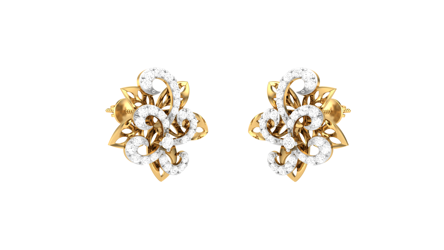 Floral Sparkle Stud Earrings In Rose Gold - 0.40 Ct Round Cut Diamonds