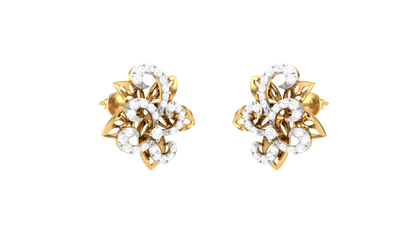 Floral Sparkle Stud Earrings In Rose Gold - 0.40 Ct Round Cut Diamonds