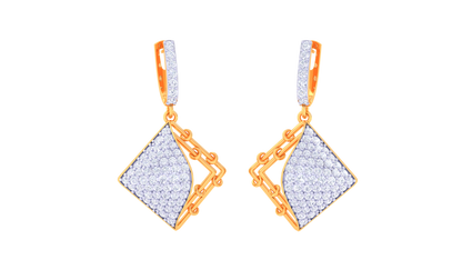 Geometric Hoop Earrings In Gold - 1.09 Ct Pave Set Diamonds