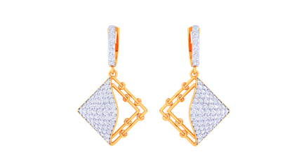 Geometric Hoop Earrings In Gold - 1.09 Ct Pave Set Diamonds