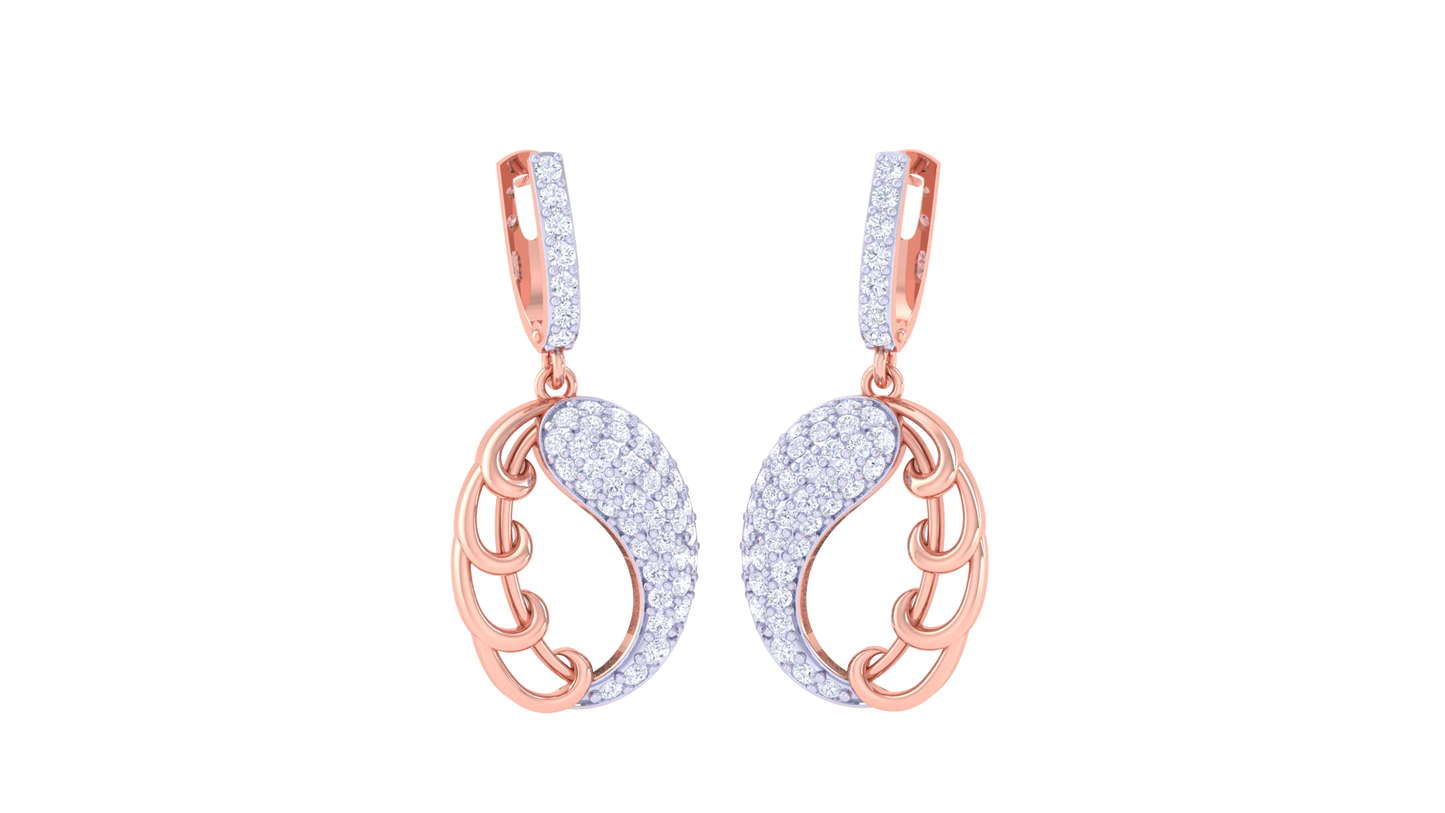 Two Tone Yinyang Hoop Earrings In Sculpted Gold - 0.85 Ct Diamonds