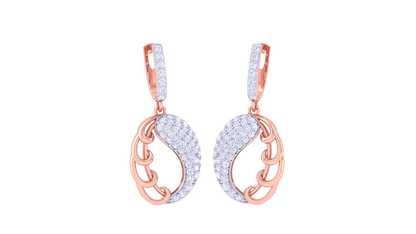 Two Tone Yinyang Hoop Earrings In Sculpted Gold - 0.85 Ct Diamonds