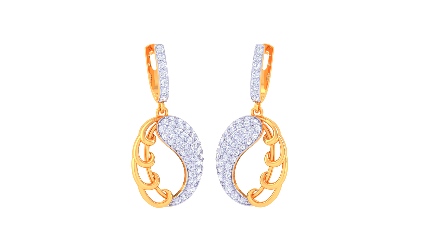 Two Tone Yinyang Hoop Earrings In Sculpted Gold - 0.85 Ct Diamonds