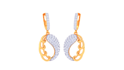 Two Tone Yinyang Hoop Earrings In Sculpted Gold - 0.85 Ct Diamonds