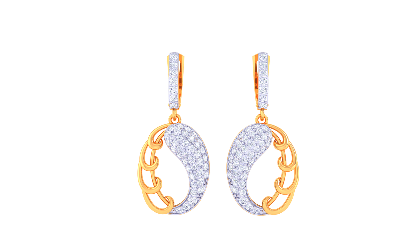 Two Tone Yinyang Hoop Earrings In Sculpted Gold - 0.85 Ct Diamonds