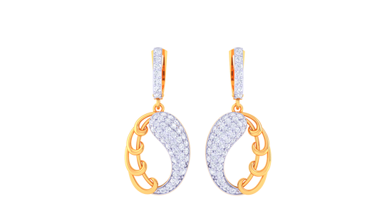 Two Tone Yinyang Hoop Earrings In Sculpted Gold - 0.85 Ct Diamonds