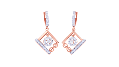 Circular Centerpiece In Geometric Gold Frame - 0.55 Ct Diamond Hoop Earrings