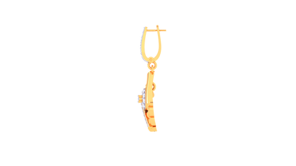 Circular Centerpiece In Geometric Gold Frame - 0.55 Ct Diamond Hoop Earrings