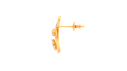 Infinity Loop Stud Earrings With Floral Accents In Gold - 0.23 Ct Sparking Diamonds