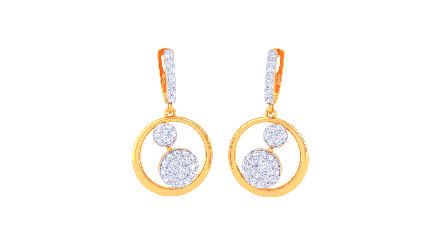 Double Halo Hoop Earrings In Polished Gold Frame - 0.83 Ct Diamonds