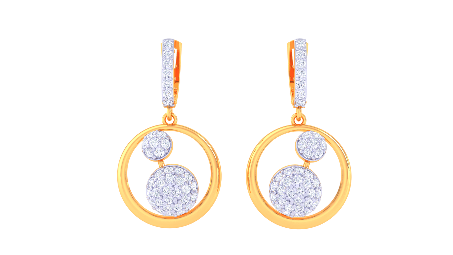 Double Halo Hoop Earrings In Polished Gold Frame - 0.83 Ct Diamonds