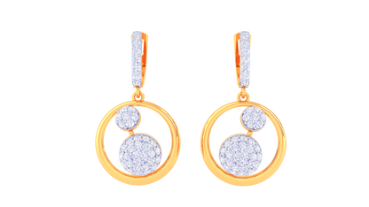 Double Halo Hoop Earrings In Polished Gold Frame - 0.83 Ct Diamonds