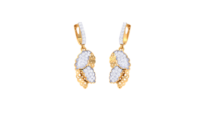 Overlapping Leaf Design Hoop Earrings In Gold - 0.61 Ct Dazzling Diamonds