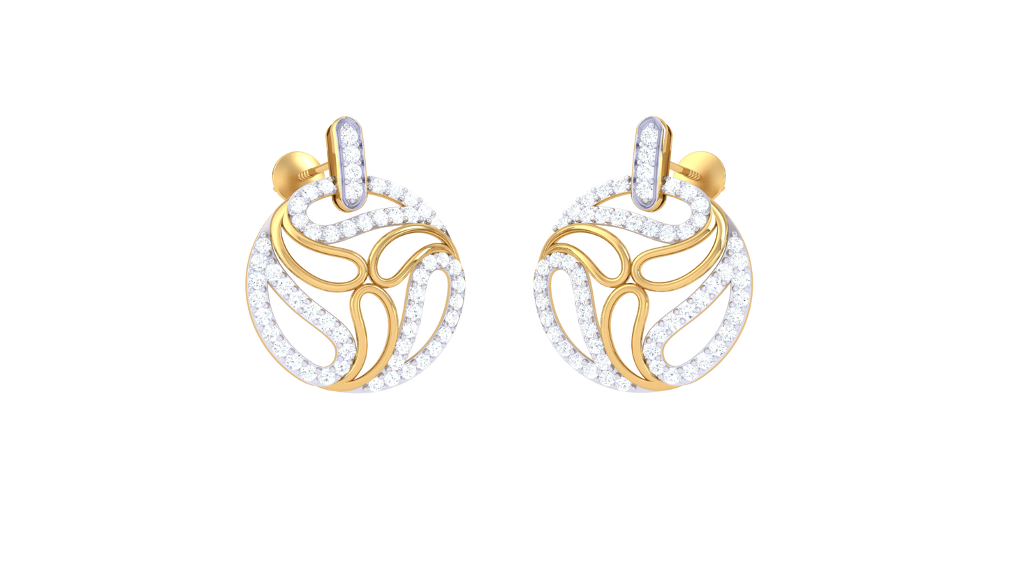 Abstract Bloom Gold Stud Earrings - 0.85 Ct Diamond