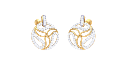 Abstract Bloom Gold Stud Earrings - 0.85 Ct Diamond