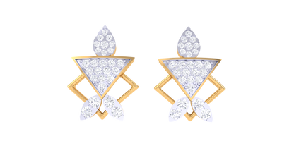 Trigon Dangle Earrings With Gold and Diamond Stud -0.57 Ct