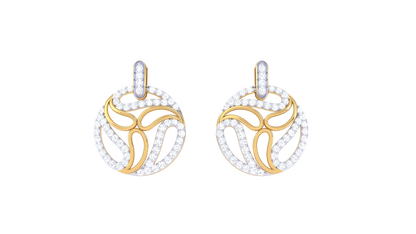 Abstract Bloom Gold Stud Earrings - 0.85 Ct Diamond