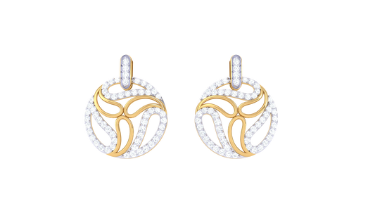 Abstract Bloom Gold Stud Earrings - 0.85 Ct Diamond