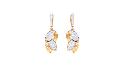 Overlapping Leaf Design Hoop Earrings In Gold - 0.61 Ct Dazzling Diamonds