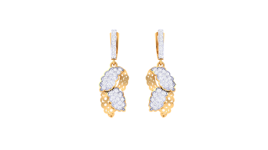 Overlapping Leaf Design Hoop Earrings In Gold - 0.61 Ct Dazzling Diamonds