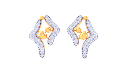 Symphony Curve Stud Earrings In Dual Tone - 0.51 Ct Diamond Accents