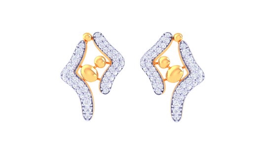 Symphony Curve Stud Earrings In Dual Tone - 0.51 Ct Diamond Accents