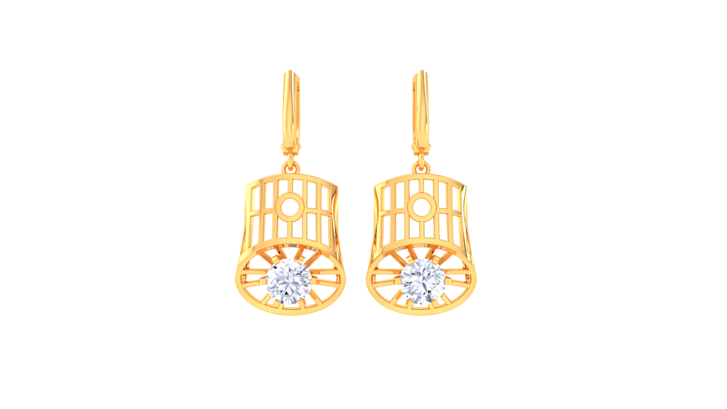 Cage-Frame Rose Gold Hoop Earrings - 0.64 Ct Brilliant Diamond