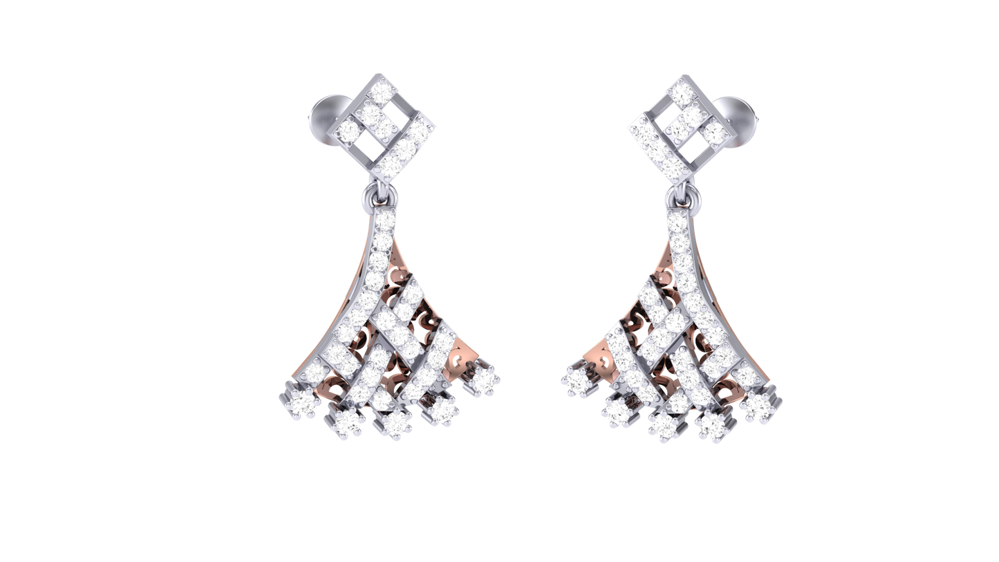 Deco Cascade Drop Earrings In Yellow Gold - 0.51 Ct Sparkling Round Diamonds