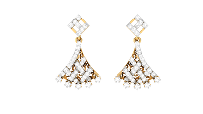 Deco Cascade Drop Earrings In Yellow Gold - 0.51 Ct Sparkling Round Diamonds