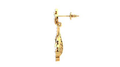 Deco Cascade Drop Earrings In Yellow Gold - 0.51 Ct Sparkling Round Diamonds