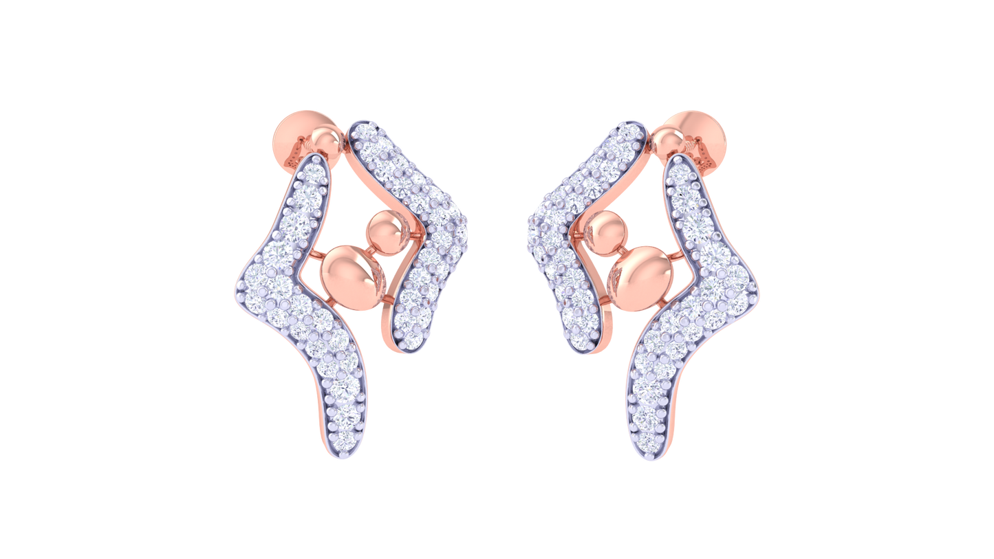 Symphony Curve Stud Earrings In Dual Tone - 0.51 Ct Diamond Accents
