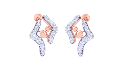 Symphony Curve Stud Earrings In Dual Tone - 0.51 Ct Diamond Accents