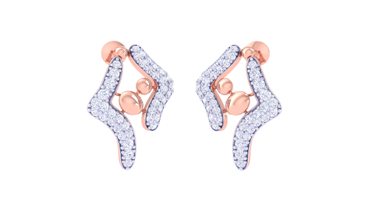 Symphony Curve Stud Earrings In Dual Tone - 0.51 Ct Diamond Accents