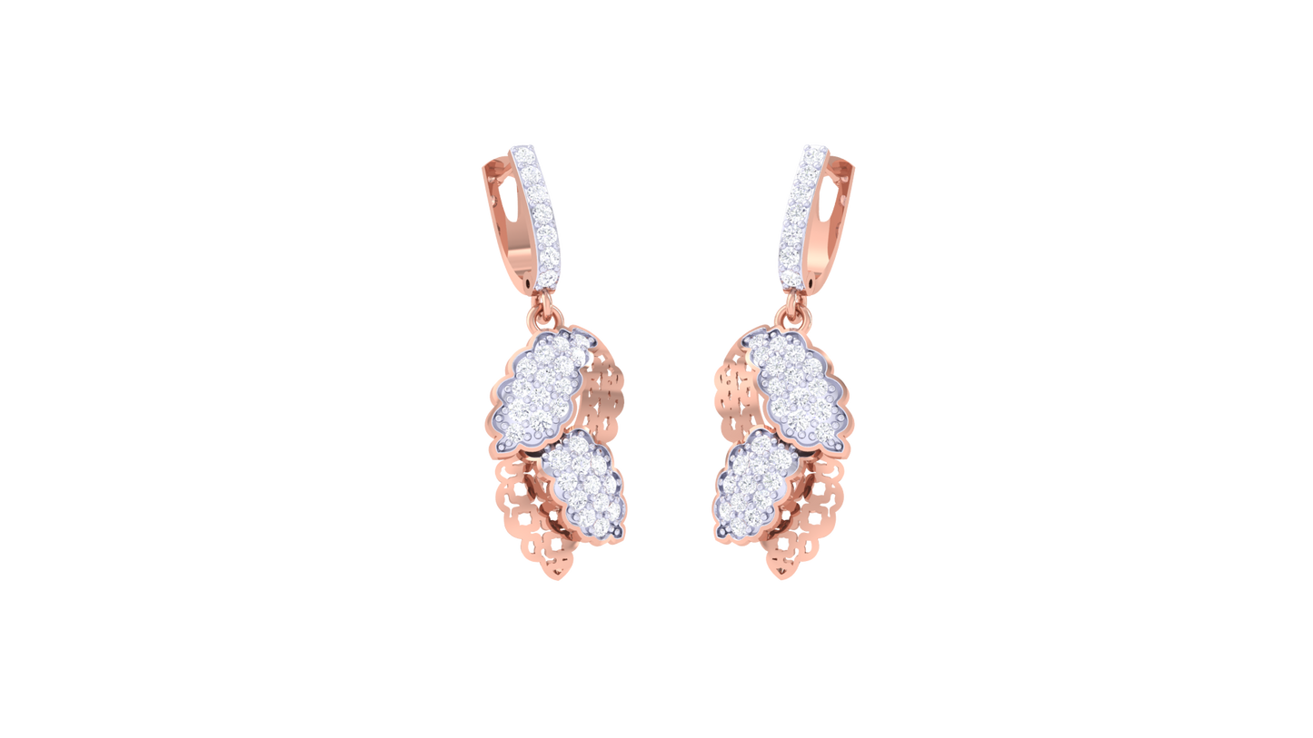 Overlapping Leaf Design Hoop Earrings In Gold - 0.61 Ct Dazzling Diamonds