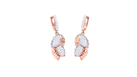 Overlapping Leaf Design Hoop Earrings In Gold - 0.61 Ct Dazzling Diamonds