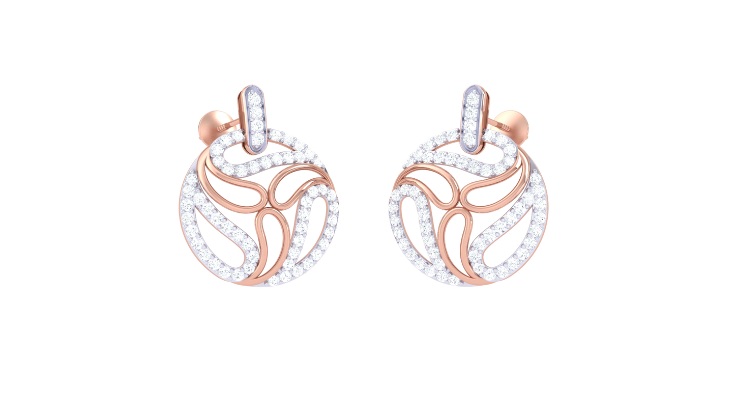 Abstract Bloom Gold Stud Earrings - 0.85 Ct Diamond