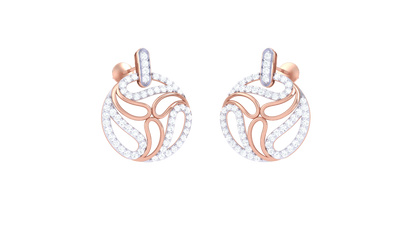 Abstract Bloom Gold Stud Earrings - 0.85 Ct Diamond