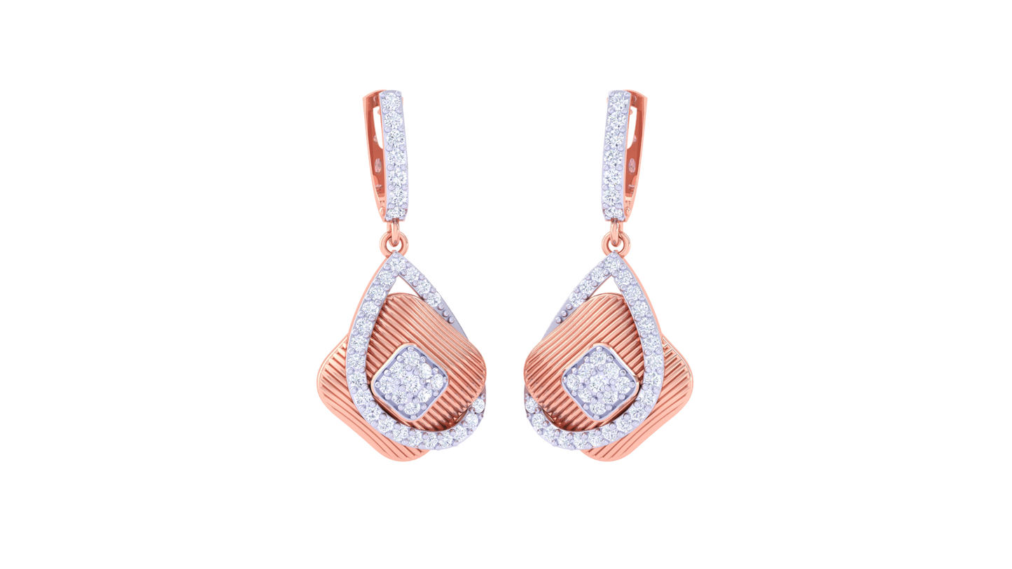 Cascading Charm Hoop Earring In Yellow Gold - 0.64 Ct Diamonds