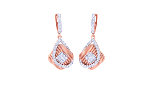 Cascading Charm Hoop Earring In Yellow Gold - 0.64 Ct Diamonds