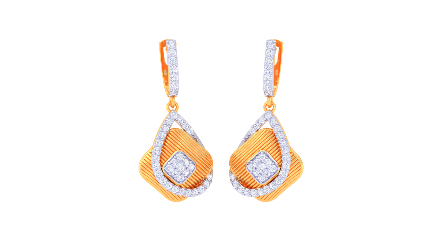 Cascading Charm Hoop Earring In Yellow Gold - 0.64 Ct Diamonds